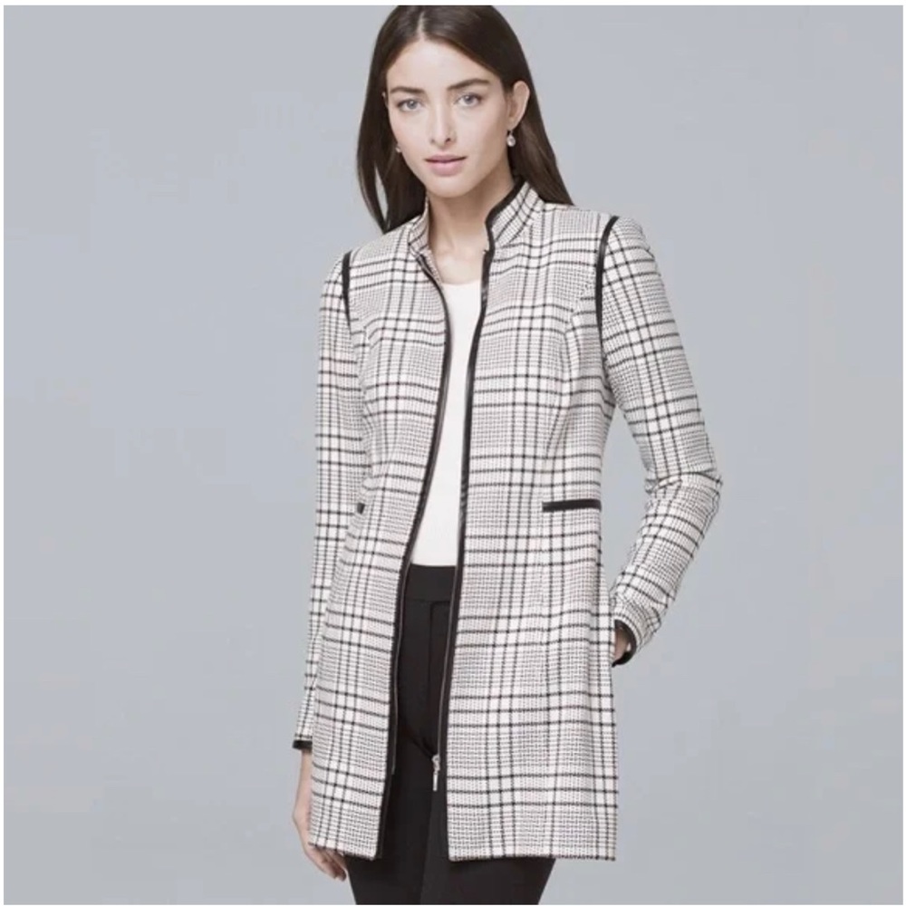 White House Black Market Plaid Coat in Size Small
